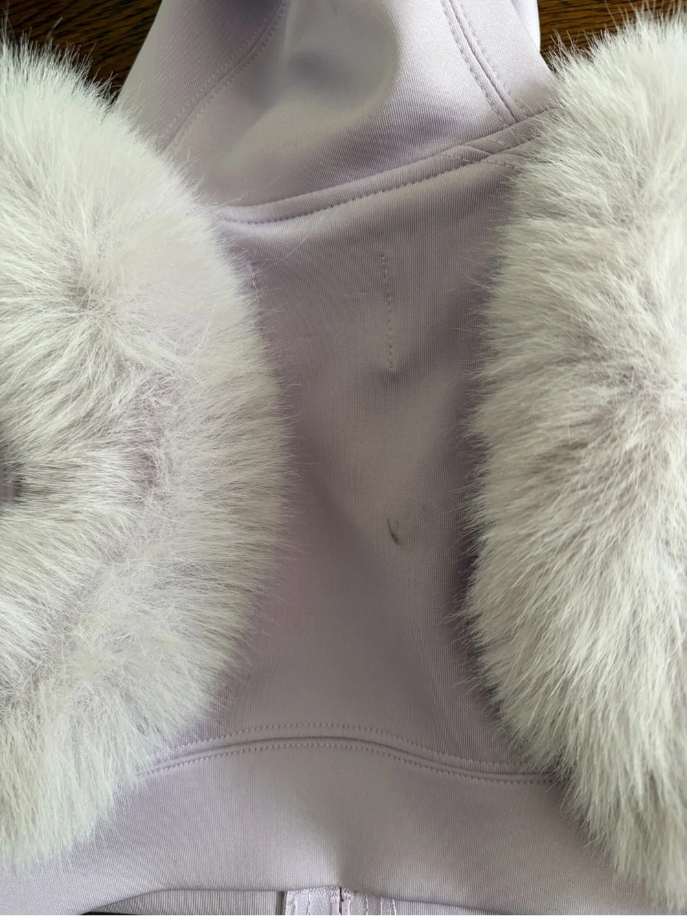 Lavender Two-Piece Hooded Jogger Set with Mink fur trim